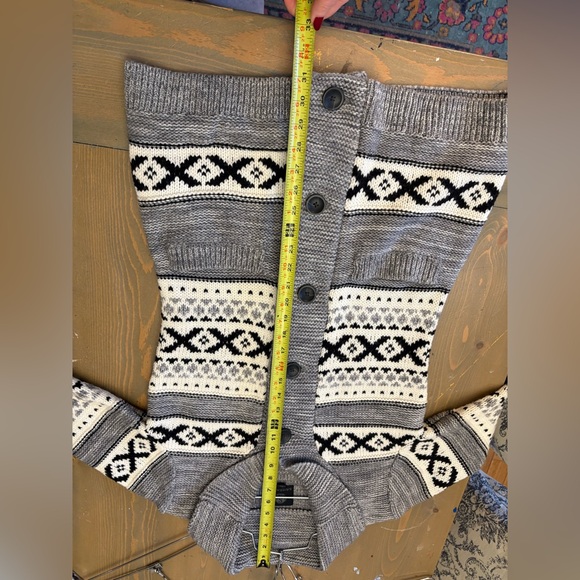 Wool Blend Cottage Fisherman Style Patterned Knit Cardigan Size Small - Picture 6 of 8